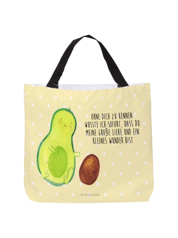 Mr. & Mrs. Panda Tote Bag Avocado Kern rollt mit Spruch in Gelb Pastell
