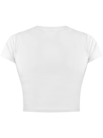 Janice 3 x Damen crop T-Shirt hochgeschlossen Nerano in Petrol/Weiß/Burgund
