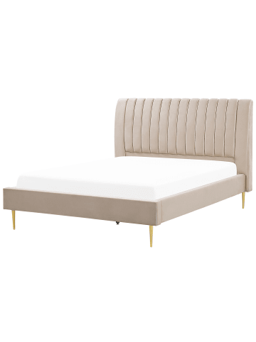 Beliani Doppelbett MARVILLE in Beige/Gold - (W) 202 x (H) 124 x (L) 225 cm