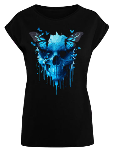 F4NT4STIC T-Shirt Totenkopf mit Schmetterling in schwarz