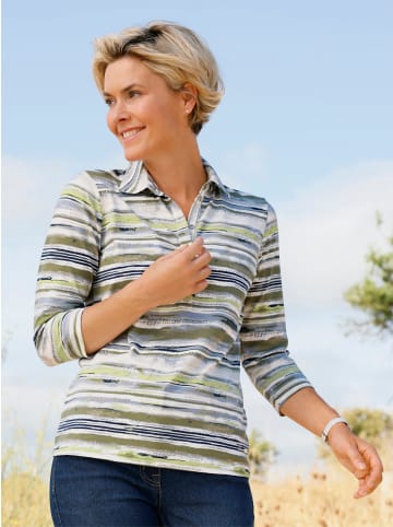 WITT WEIDEN Poloshirt in schlamm-bleu-geringelt