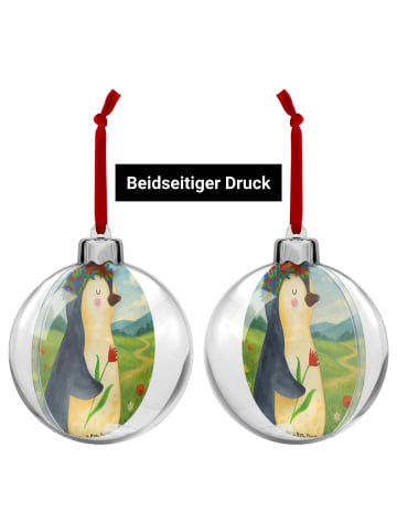 Mr. & Mrs. Panda Weihnachtskugel Pinguin Blumen Design ohne Spruch in Weiß