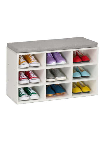 relaxdays Schuhbank in Weiß/ Grau - (B)80 x (H)49,5 x (T)31 cm