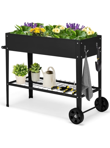 COSTWAY Hochbeet mit Rollen in Schwarz