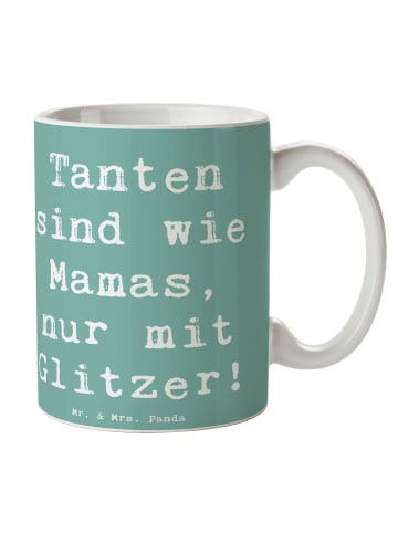 Mr. & Mrs. Panda Tasse Spruch Glitzernde Tante mit Spruch in Meeresbrise