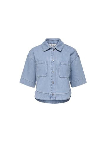 ONLY Halbarmbluse in Light Blue Denim