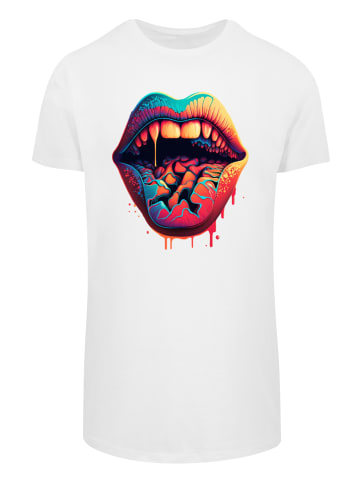 F4NT4STIC Long Cut T-Shirt Drooling Lips LONG TEE in weiß