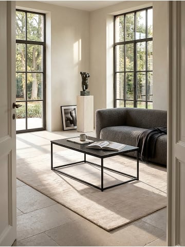 KADIMA DESIGN Couchtisch in Marmor-Optik mit Metallbeine, rechteckig, 100x60x40 cm in Schwarz