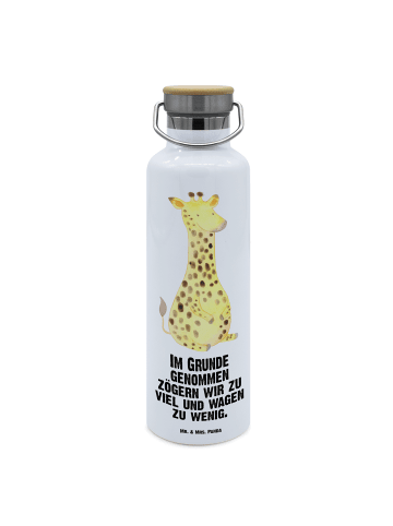 Mr. & Mrs. Panda Trinkflasche Giraffe Zufrieden mit Spruch in Weiß