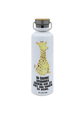Mr. & Mrs. Panda Wasserflasche Giraffe Zufrieden mit Spruch in Weiß