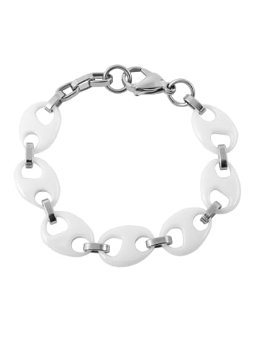 Adeliás Damen Armband aus Edelstahl 21 cm in weiß