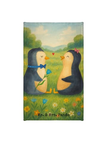 Mr. & Mrs. Panda Gästehandtuch Pinguin Pärchen Design ohne Spruch in Weiß