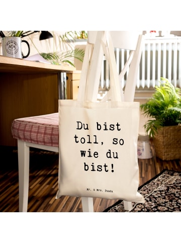 Mr. & Mrs. Panda Umhängetasche Spruch Schulanfang Einzigartig mi... in Creme