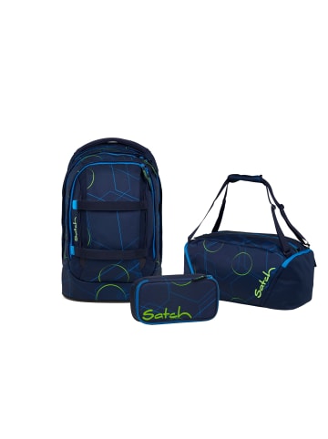 Satch Schulrucksack-Set PACK Blue Tech 3-teilig in Blau