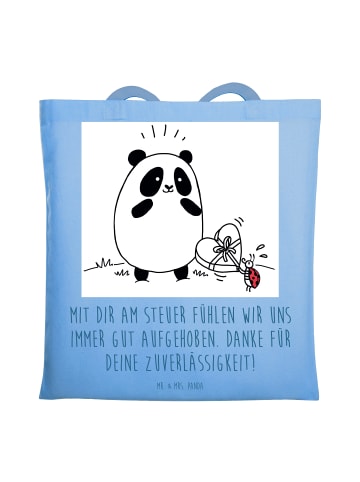 Mr. & Mrs. Panda Jutebeutel Busfahrer Sicherheit mit Spruch in Sky Blue