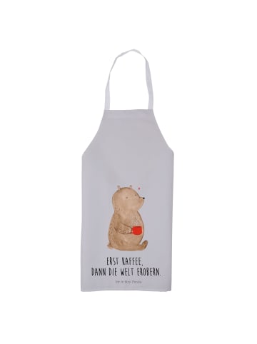 Mr. & Mrs. Panda Schürze Bär Kaffee mit Spruch in Grau Pastell