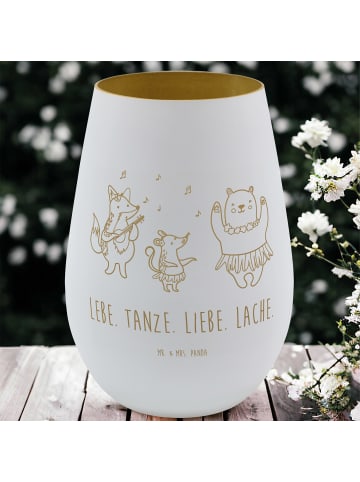 Mr. & Mrs. Panda Windlicht Glas Waldtiere Aloha mit Spruch in Weiß