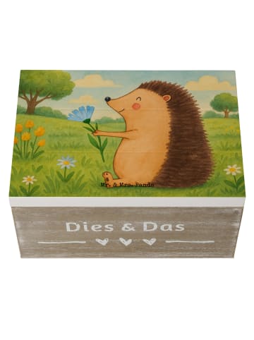 Mr. & Mrs. Panda Truhe Igel Blumen Design ohne Spruch in Weiß
