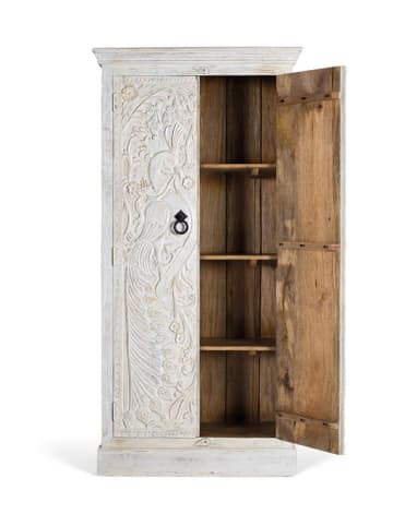 Giner y Colomer Kleiderschrank aus Mangoholz mit geschnitzten Türen im Ethno-Stil in White