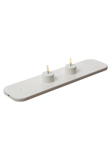 Uyuni 2er Set LED Mini Teelichter aufladbar mit Ladestation Timer D: 4cm in weiß
