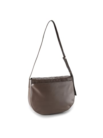 DuDu Umhängetasche Leder 34 cm in taupe