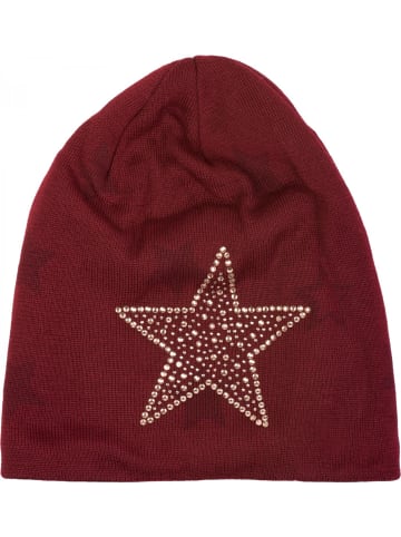 styleBREAKER Feinstrick Beanie Mütze in Bordeaux-Rot