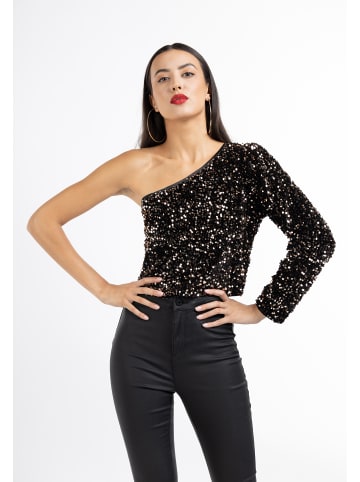 faina One-Shoulder-Pailletten Top in Kupfer