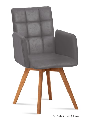 58 aufm Kessel ARMLEHNSTUHL (2er-Set) Dione 52x91x60 Eiche geölt/Grau