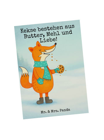 Mr. & Mrs. Panda Postkarte Fuchs Keks Design mit Spruch in Weiß