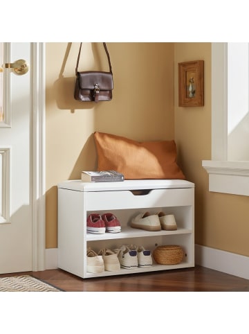 SoBuy Schuhbank in Hochglanzweiß - (W) 30 x (H) 43 x (L) 60 cm