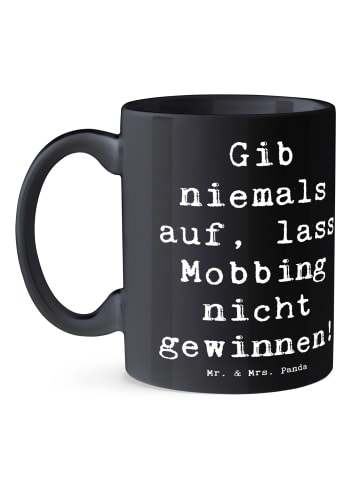 Mr. & Mrs. Panda Kaffeetasse Spruch Mobbing bewältigen mit Spruch in Schwarz