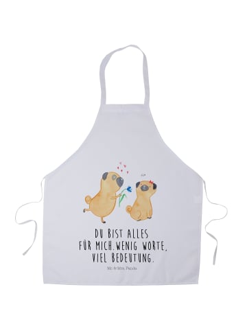 Mr. & Mrs. Panda Schürze Mops Verliebt mit Spruch in Weiß