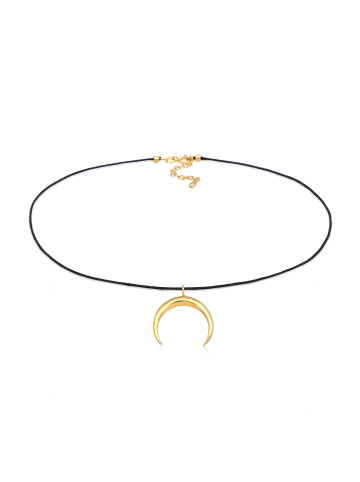 Elli Halskette 925 Sterling Silber Astro, Halbmond in Gold