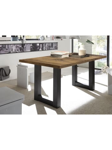 58 aufm Kessel ESSTISCH ausziehbar Eila 7 140x90x75 Schwarzstahl/Plankeneiche
