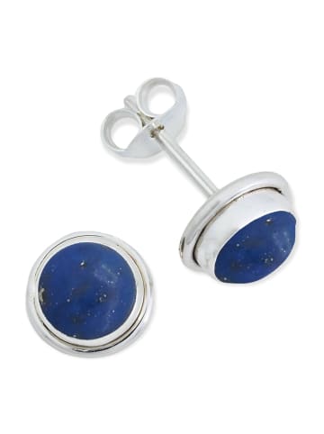 mantraroma 925er Silber - Ohrstecker (L) 8 x (B) 8 mm mit Lapis Lazuli