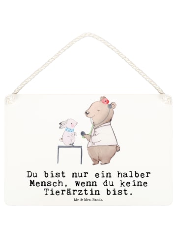 Mr. & Mrs. Panda Schild Tierärztin Herz mit Spruch in Weiß