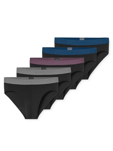 Schiesser Slip 5er Pack in Schwarz/Grau/Blau