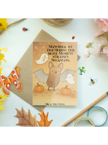 Mr. & Mrs. Panda Grußkarte Fledermaus Gespenster Design mit Spruch in Weiß