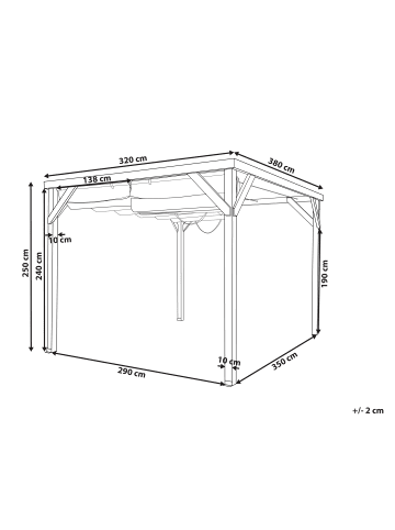 Beliani Garten-Pergola VILLAROSA in Beige/Braun - (W) 320 x (H) 250 x (L) 380 cm
