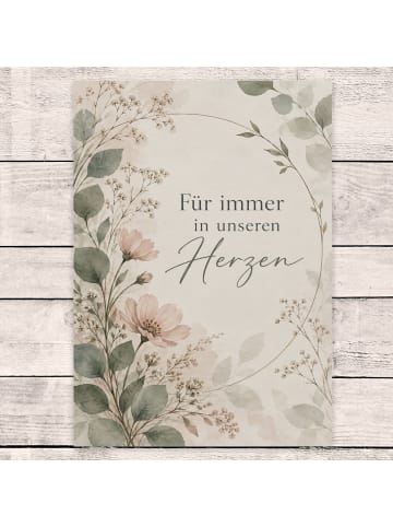 Trauerkarte Blumen tröstlich Design mit Spruch in Weiß