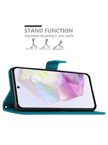 cadorabo Hülle für Samsung Galaxy A35 Blumen Design in Floral Blau