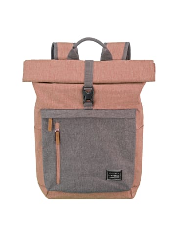 travelite Basics Rollup Rucksack 47 cm Laptopfach in rosa-grau