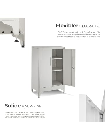 tectake Dokumentenschrank aus Stahl, Kippschutz, abschließbar, 60 x 40 x 100cm