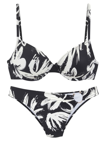 French Connection Bügel-Bikini in schwarz-creme bedruckt