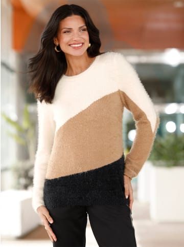 Sieh an! Pullover in camel-schwarz-gemustert