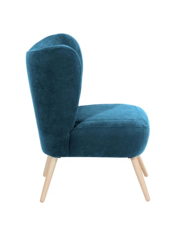 58 aufm Kessel SESSEL Kathy Bezug Veloursstoff Buche natur / petrol