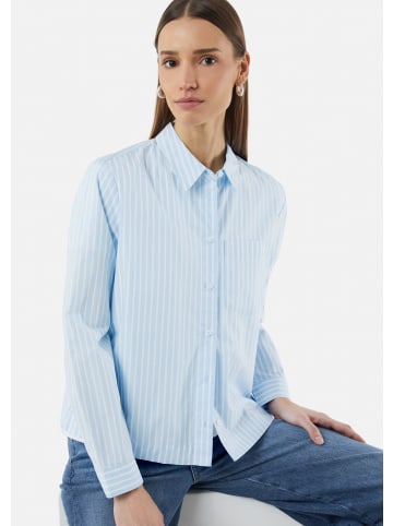 comma CI Bluse langarm in Blau-weiß