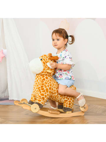 HOMCOM 2-IN-1 Schaukelpferd Gelb