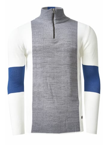Rusty Neal Feinstrick-Pullover im Colorblock-Stil mit Stehkragen  in Grau