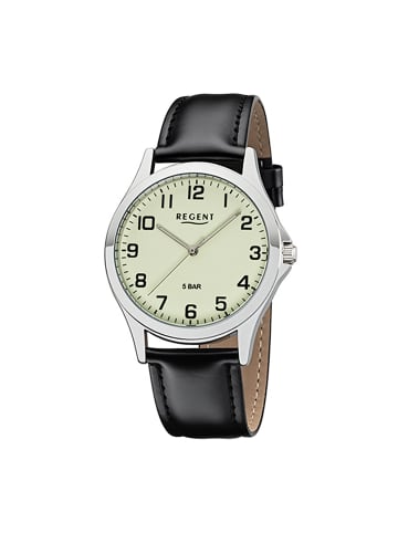 Regent Armbanduhr-Analog schwarz mittel (ca. 39mm) Regent Lederarmband